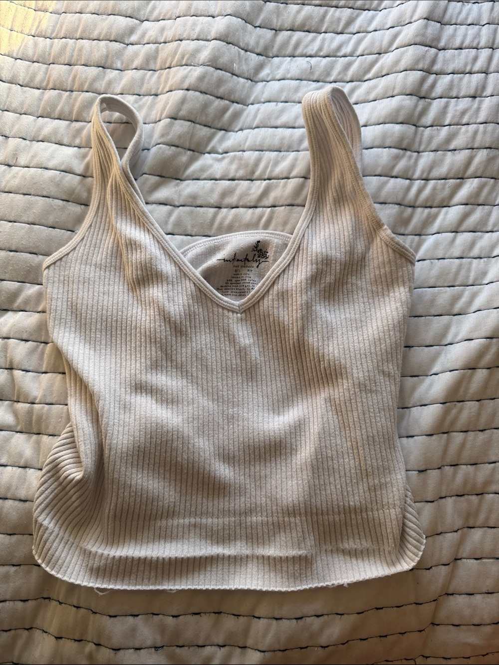 Ribbed V-Neck Free People Tank Top - white